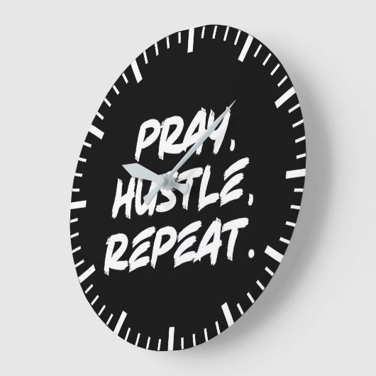 祈Hustle, Repeat – 信仰、成功やる気を起こさせる ラージ壁時計 (傾斜)