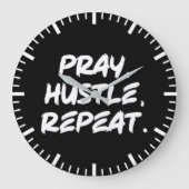 祈Hustle, Repeat – 信仰、成功やる気を起こさせる ラージ壁時計 (正面)