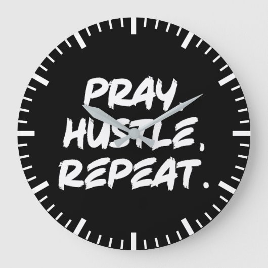祈Hustle, Repeat – 信仰、成功やる気を起こさせる ラージ壁時計 (正面)