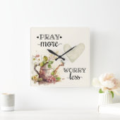 祈More Worry Less感動的引用文 スクエア壁時計 (ホーム)
