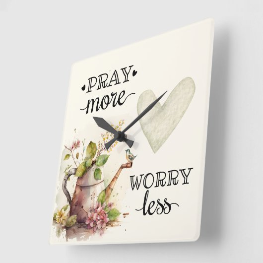 祈More Worry Less感動的引用文 スクエア壁時計 (傾斜)