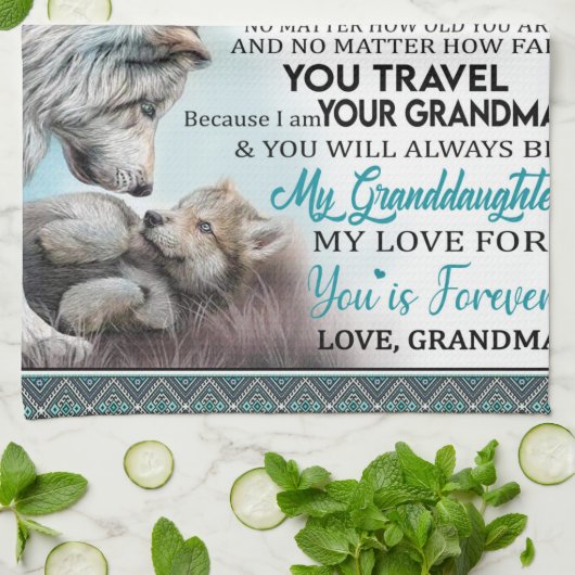 祖カスタマイズ母から孫娘に宛てた手紙 キッチンタオル (折り畳み)