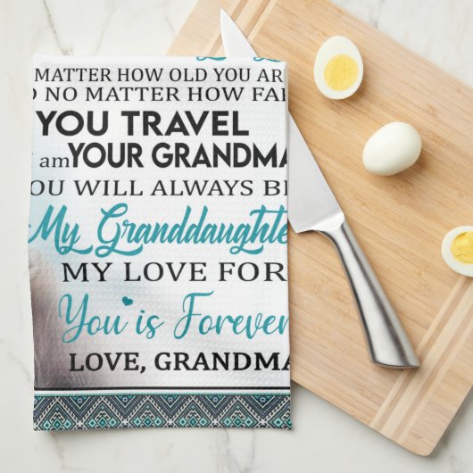 祖カスタマイズ母から孫娘に宛てた手紙 キッチンタオル (四つ折り)