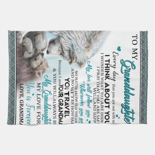 祖カスタマイズ母から孫娘に宛てた手紙 キッチンタオル (横)