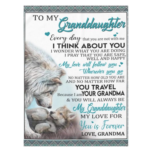 祖カスタマイズ母から孫娘に宛てた手紙 テーブルクロス (正面)