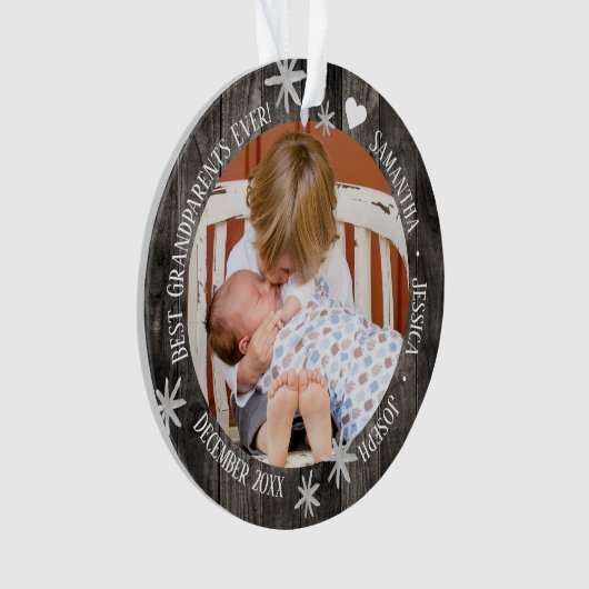 祖最高の父母が2人の写真のクリスマス オーナメント (正面)
