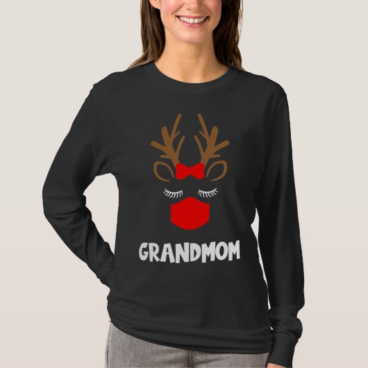 祖母おもしろいトナカイのクリスマス動物家族Ma Tシャツ (正面)
