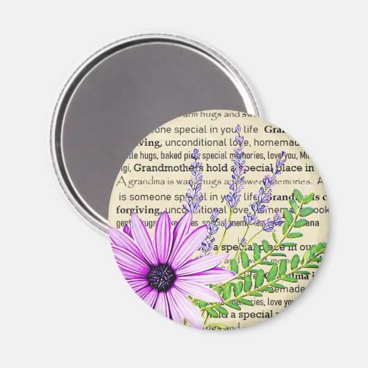 祖母が冷蔵庫で買った時のおばあちゃんのプレゼント マグネット (正面/裏面)