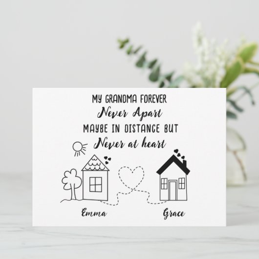 祖母とグランドドーターラブ誕生日カード 招待状 (スタンド正面)