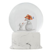 祖母と孫の雪だるま保持手 スノーグローブ (裏面)