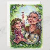 祖母と孫娘アートカード小妖精や小人