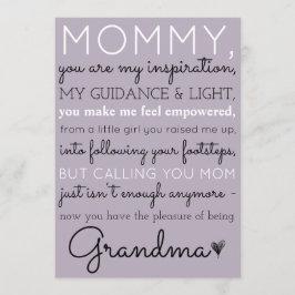 祖母のかわいい妊娠の発表へのお母さん 案内状