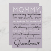 祖母のかわいい妊娠の発表へのお母さん 案内状 (正面/裏面)