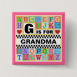 祖母のためのアルファベットの芸術 缶バッジ