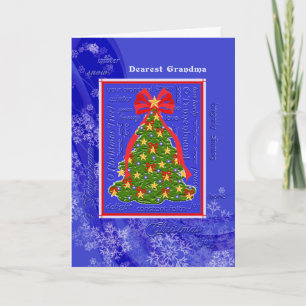 祖母のためのクリスマスツリーO Tannenbaumの雪片 シーズンカード