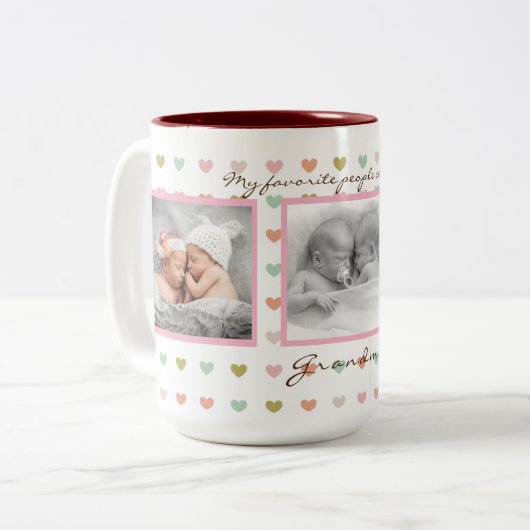 祖母のためのパーソナライズなコーヒー・マグ ツートーンマグカップ (正面左)