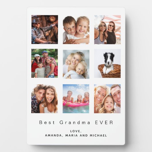 祖母のカスタム家族の写真コラージュ白 フォトプラーク (正面)