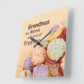 祖母のカップケーキ母の日、正方形の贈り物 スクエア壁時計 (傾斜)