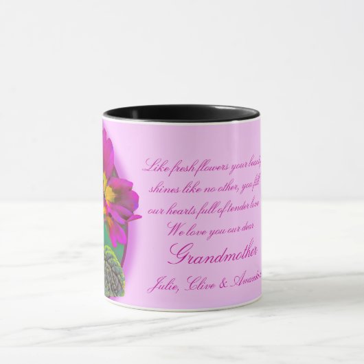 祖母のサクラソウ属の花の芸術のギフトのマグ マグカップ (中央)