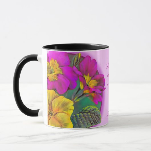 祖母のサクラソウ属の花の芸術のギフトのマグ マグカップ (左)