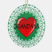 祖母のハートの曼荼羅の緑のオーナメント セラミックオーナメント (左)