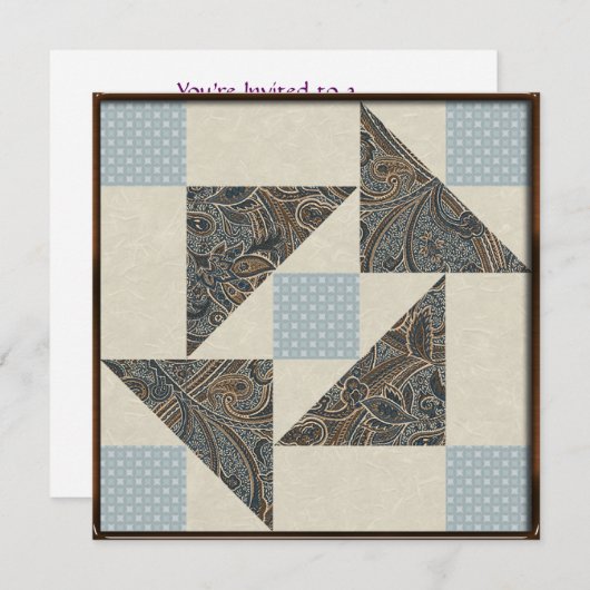 祖母のパズルの青および灰色 招待状 (正面/裏面)