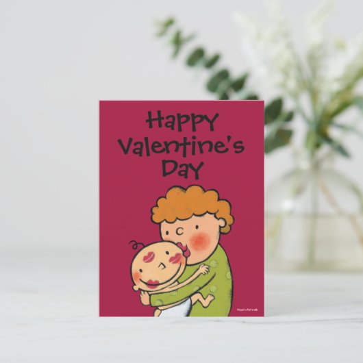 祖母のベビーのためのピンクの口紅のキス シーズンポストカード (スタンド正面)