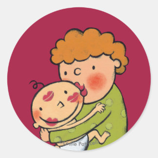 祖母のベビーのためのピンクの口紅のキス ラウンドシール