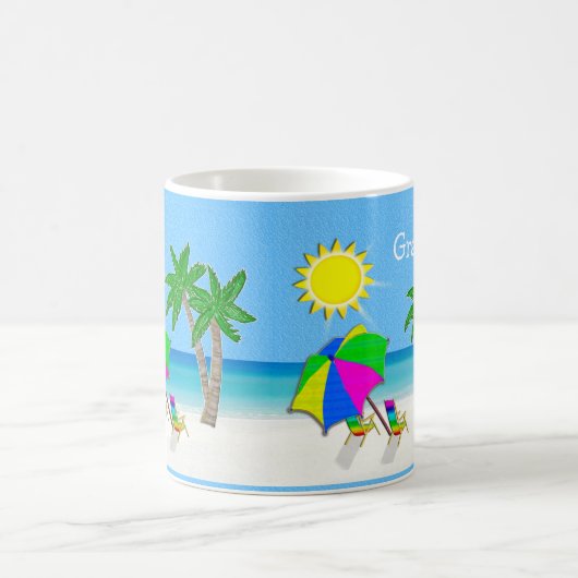 祖母のマグはテーマのコーヒー・マグを浜に引き上げます コーヒーマグカップ (中央)