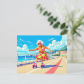 祖母のローラースケートのイラスト シーズンポストカード (スタンド正面)