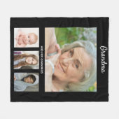 祖母の写真コラージュ白黒 フリースブランケット (正面(横))