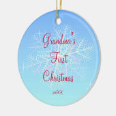 祖母の初めてのクリスマスの雪片のオーナメント セラミックオーナメント (左)