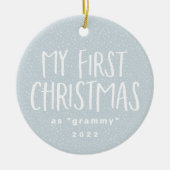 祖母の初めてのクリスマスパーソナライズされた写真 セラミックオーナメント (正面)