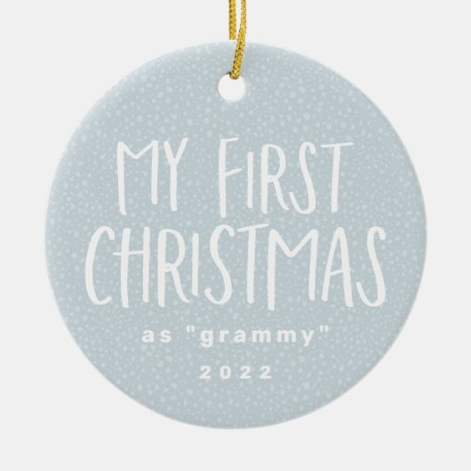 祖母の初めてのクリスマスパーソナライズされた写真 セラミックオーナメント (正面)