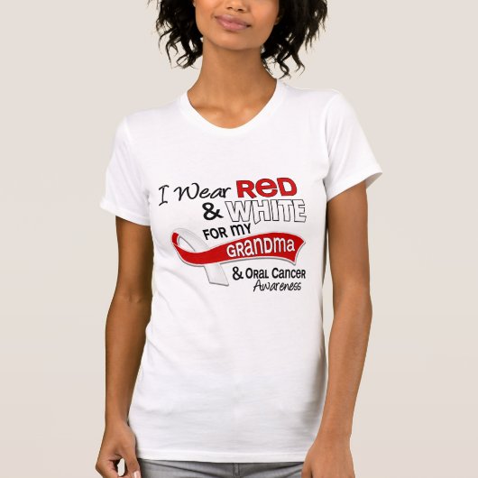 祖母の口頭蟹座のために赤と白 Tシャツ (正面)