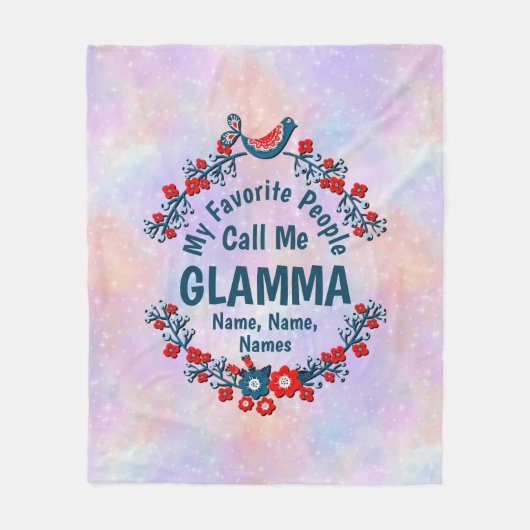 祖母の名前を変更する子供を追加 – お気に入りの人 フリースブランケット (正面)