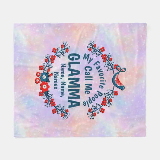 祖母の名前を変更する子供を追加 – お気に入りの人 フリースブランケット (正面(横))