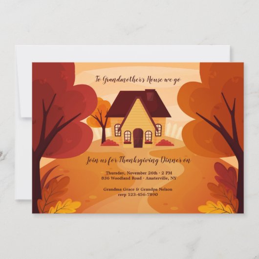 祖母の家サンクスギビングディナー招待状 招待状 (正面)