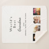 祖母の家族の写真コラージュ白 シェルパブランケット (正面(横))