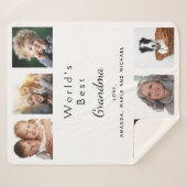 祖母の家族の写真コラージュ白 シェルパブランケット (正面(横))