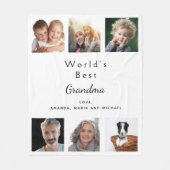 祖母の家族の写真コラージュ白 フリースブランケット (正面)