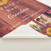 祖母の家族の写真コラージュ素朴な茶色 シェルパブランケット (3/4)