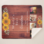 祖母の家族の写真コラージュ素朴な茶色 シェルパブランケット (正面(横))