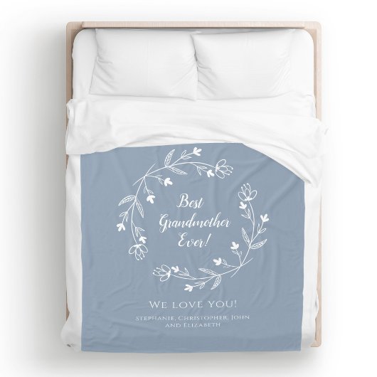 祖母の家族の形見グランドキッズダスティブルー フリースブランケット