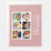 祖母の恵み6の写真のコラージュのピンク フリースブランケット (正面)