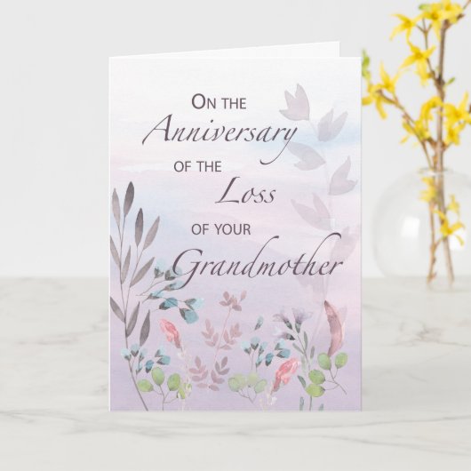 祖母の損失水の記念日カラー花模様 カード (黄色い花)