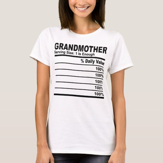 祖母の栄養の事実パーソナライズされた女性 Tシャツ (正面)