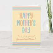 祖母の母の日のストライプタイポグラフィ カード (正面)