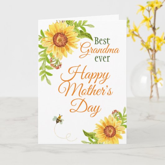 祖母の母の日フローラひまわり カード (黄色い花)