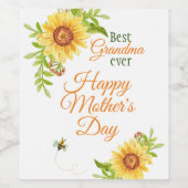 祖母の母の日フローラひまわり ワインラベル (シングルラベル)